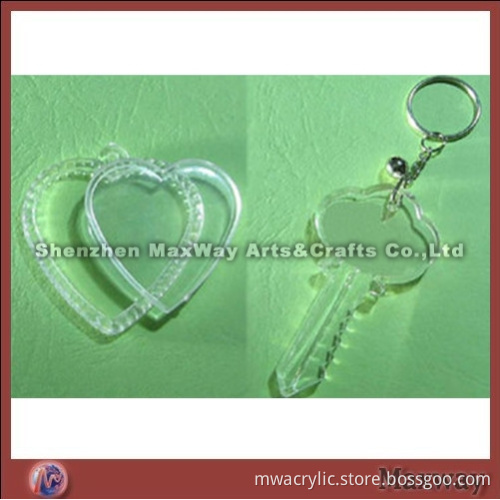 Elegant clear polished key-shaped promotional acrylic/PMMA key chain/ring/holder with your picture o